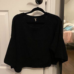 Free people black crop knit sweater